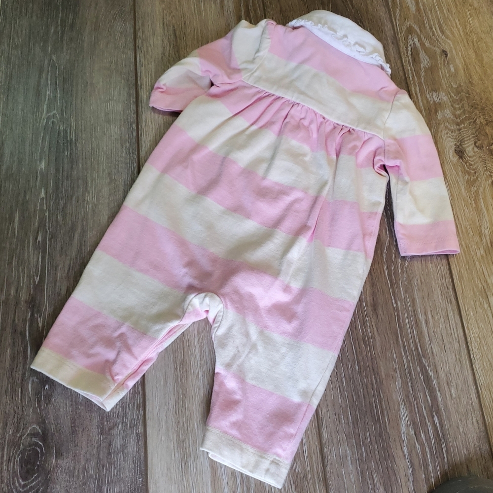 Baby girl's Ralph Lauren pink/cream striped rugby coverall Size 3 mo. - Picture 5 of 5